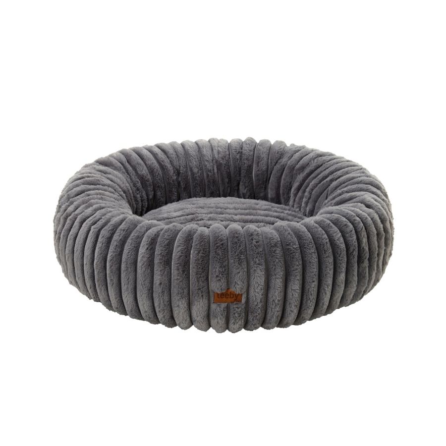 Leeby Cama Redonda Para Perros Con Base Antideslizante Color Gris