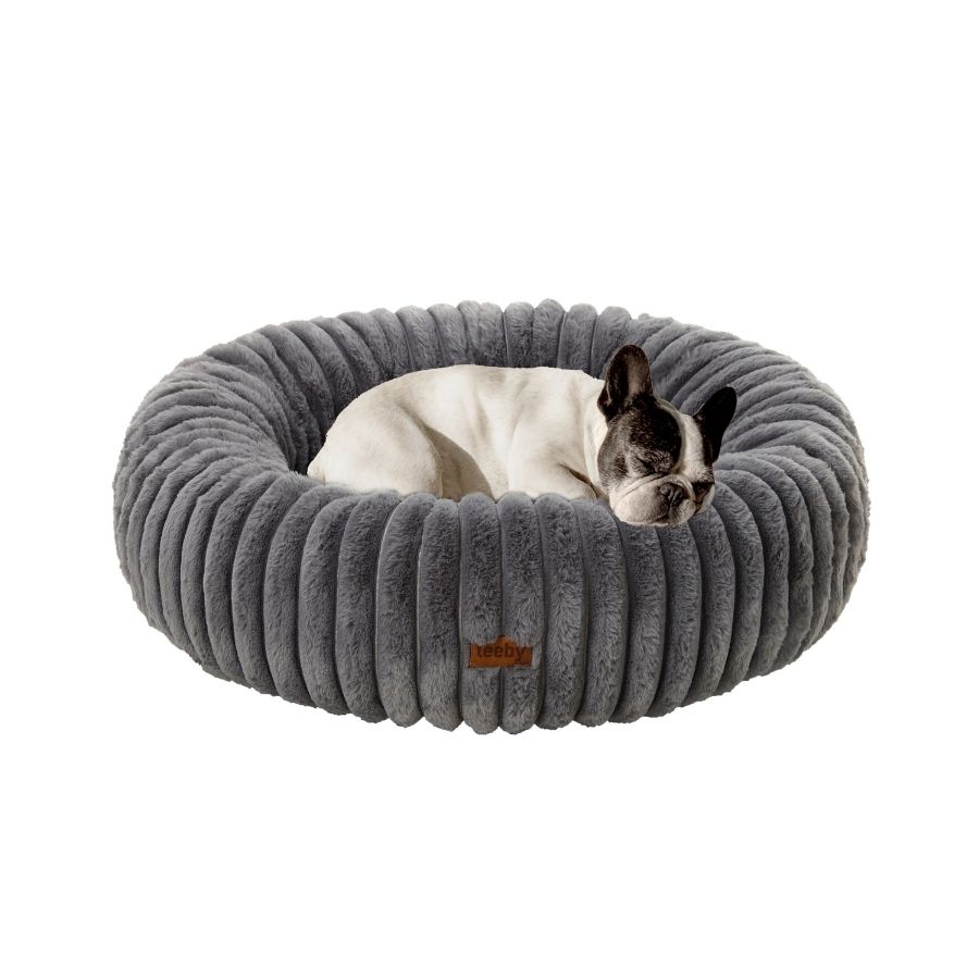 Leeby Cama Redonda Para Perros Con Base Antideslizante Color Gris, , large image number null