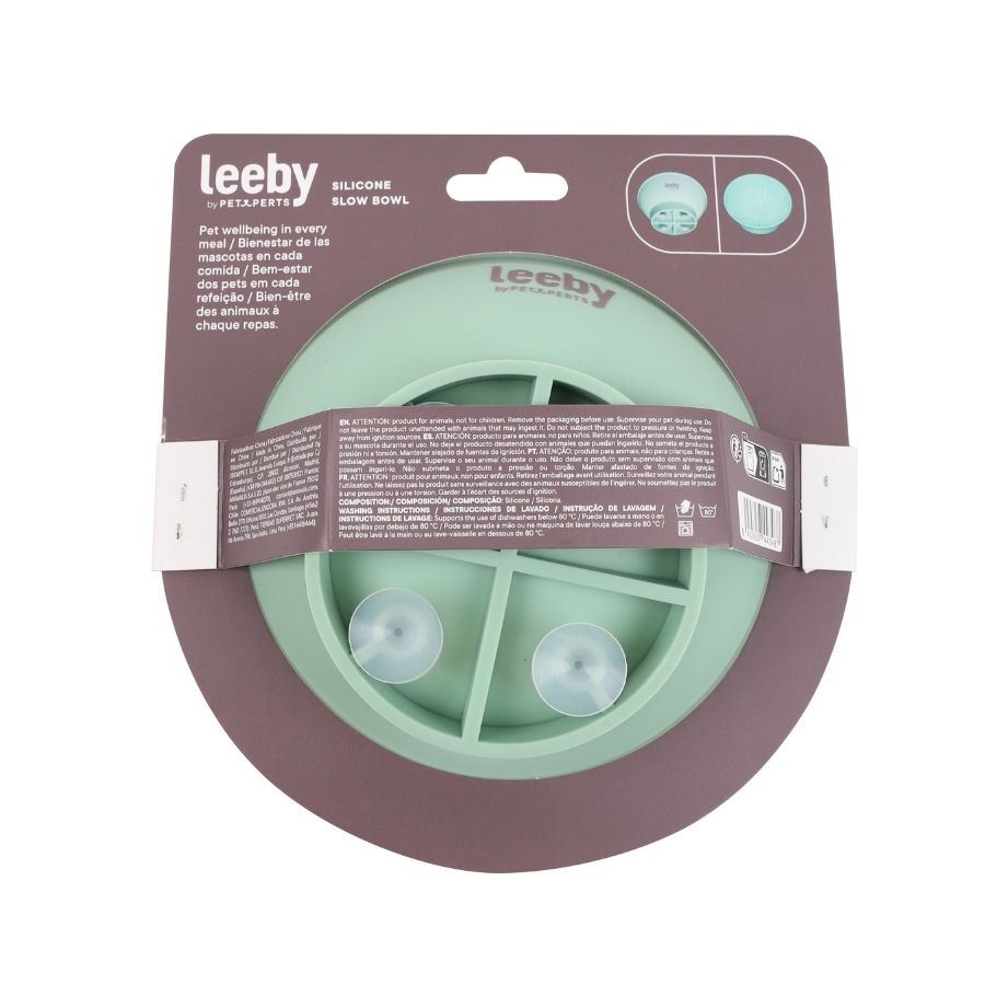 Leeby plato interactivo para mascotas 225ML silicona color verde, , large image number null