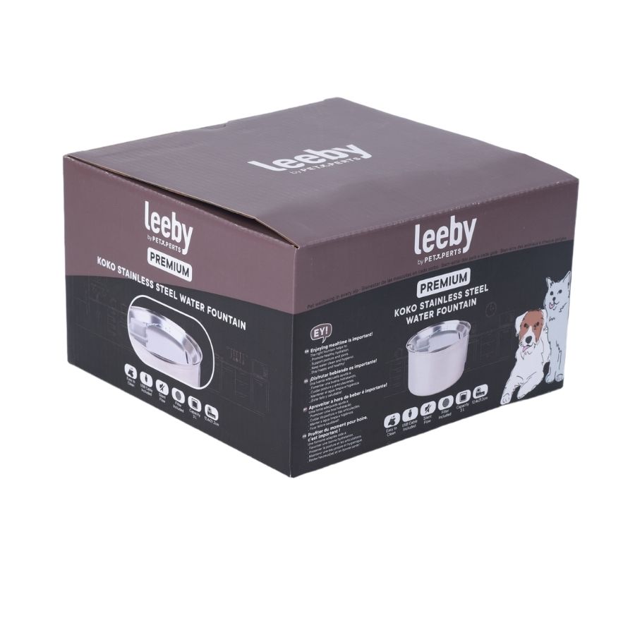 Leeby fuente de agua koko para mascotas acero inoxidable 3L, , large image number null