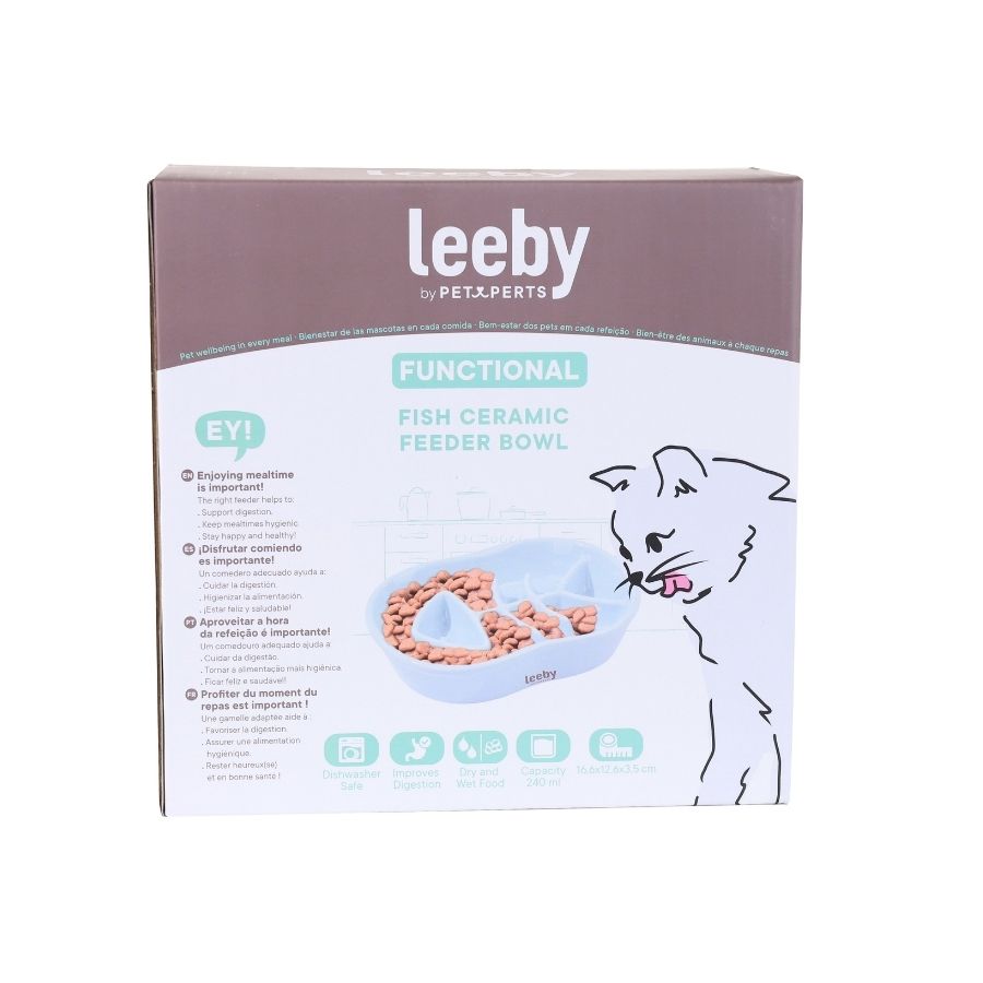 Leeby plato anti-ahogo para gatos en forma de pescado 240ML, , large image number null