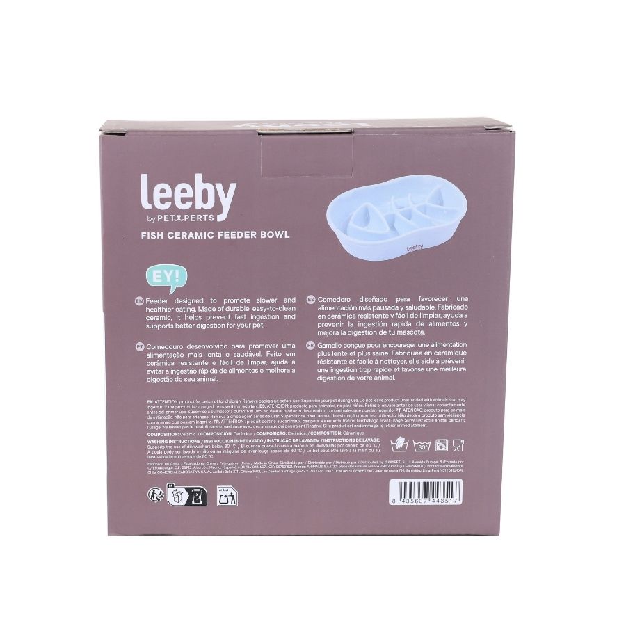 Leeby plato anti-ahogo para gatos en forma de pescado 240ML, , large image number null