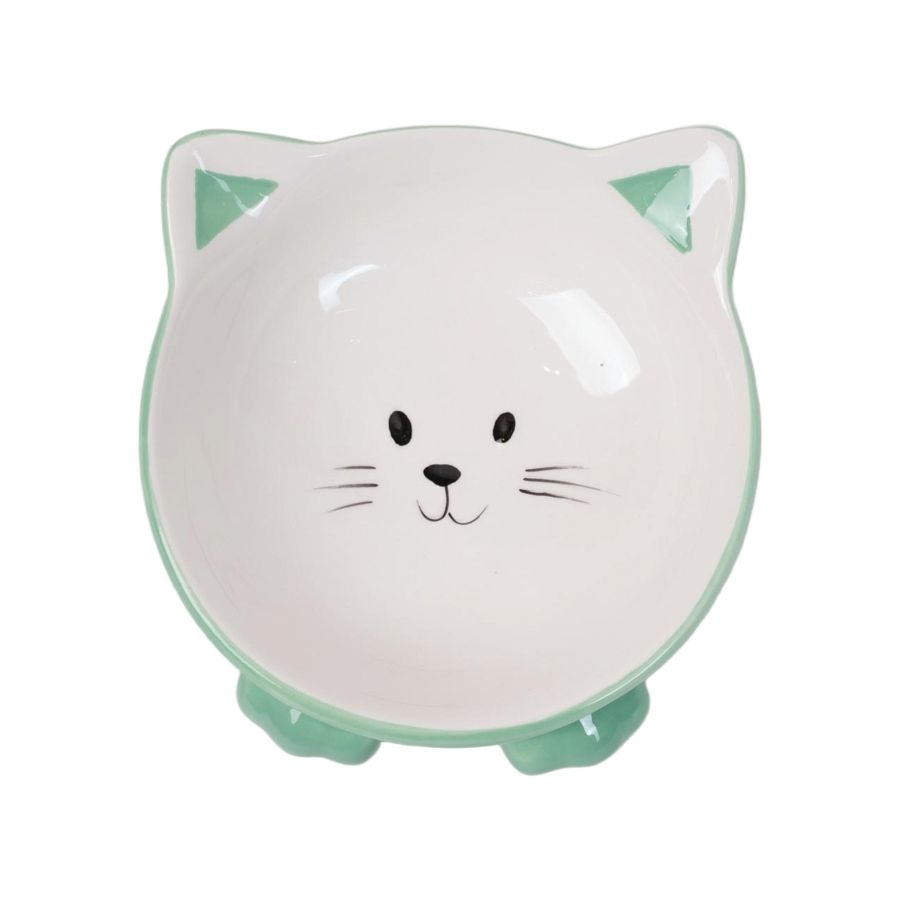 Leeby plato de ceramica con patitas para gatos color verde 350g/120ml, , large image number null