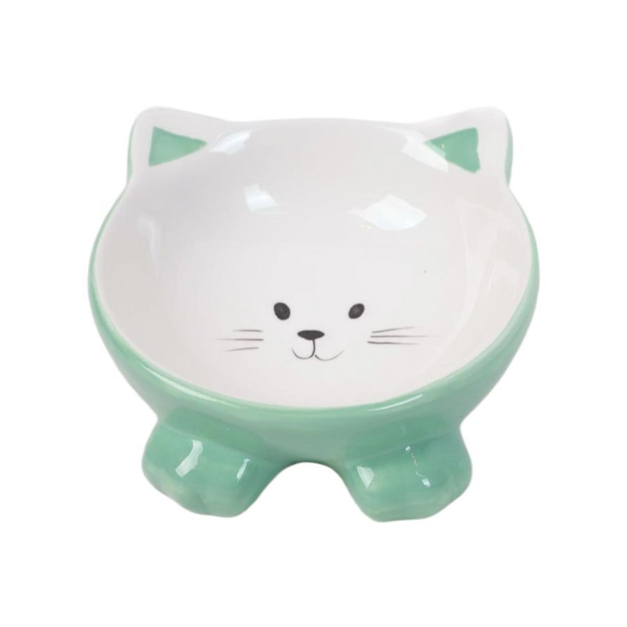 Leeby plato de ceramica con patitas para gatos color verde 350g/120ml, , large image number null