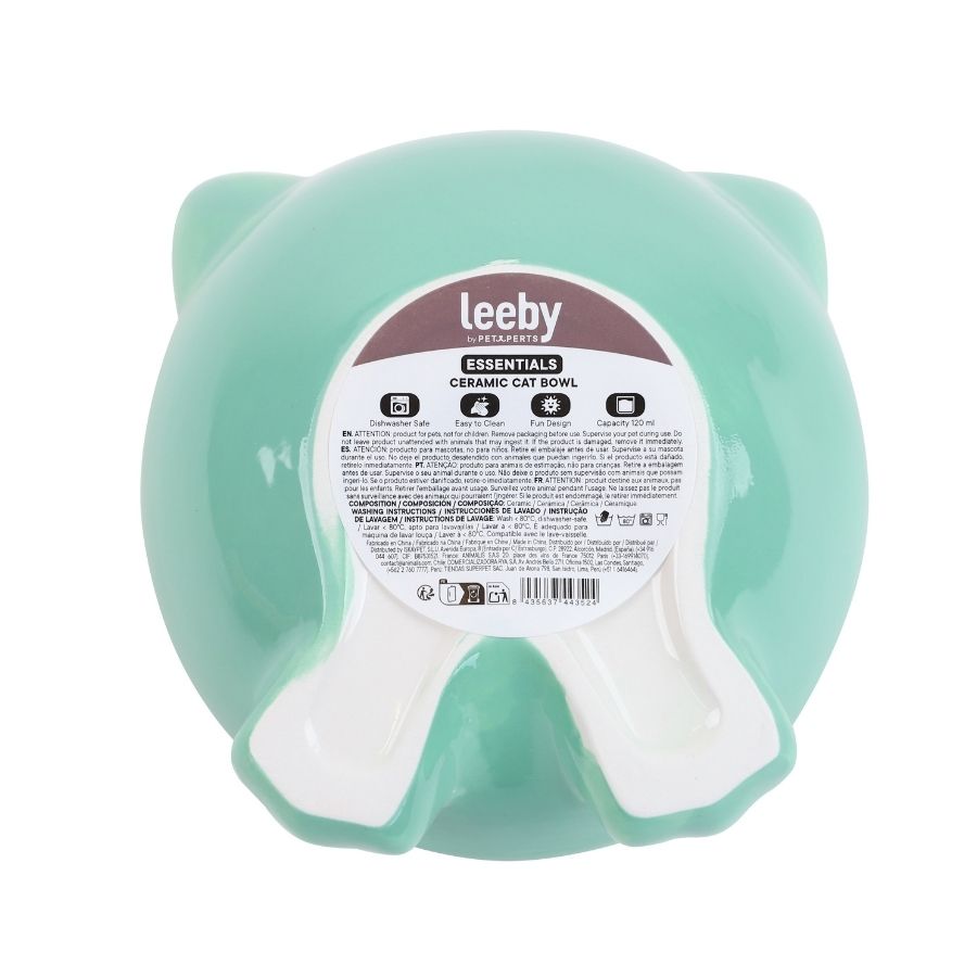 Leeby plato de ceramica con patitas para gatos color verde 350g/120ml, , large image number null