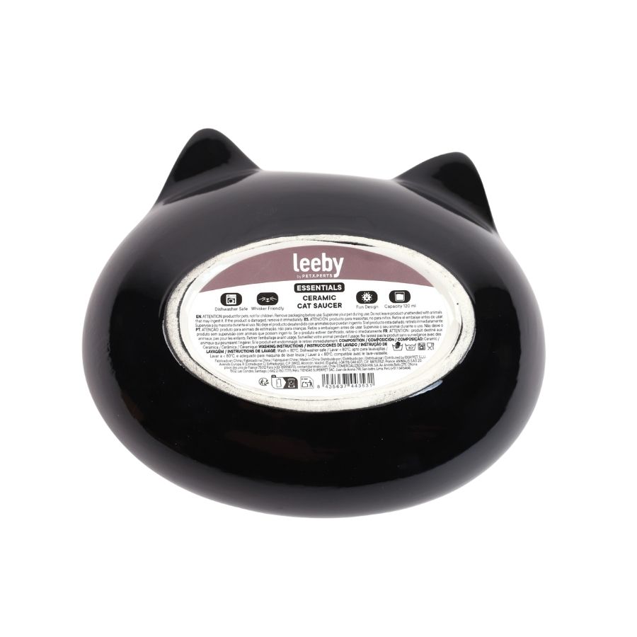 Leeby plato de ceramica para gatos color negro 250g/120ml, , large image number null