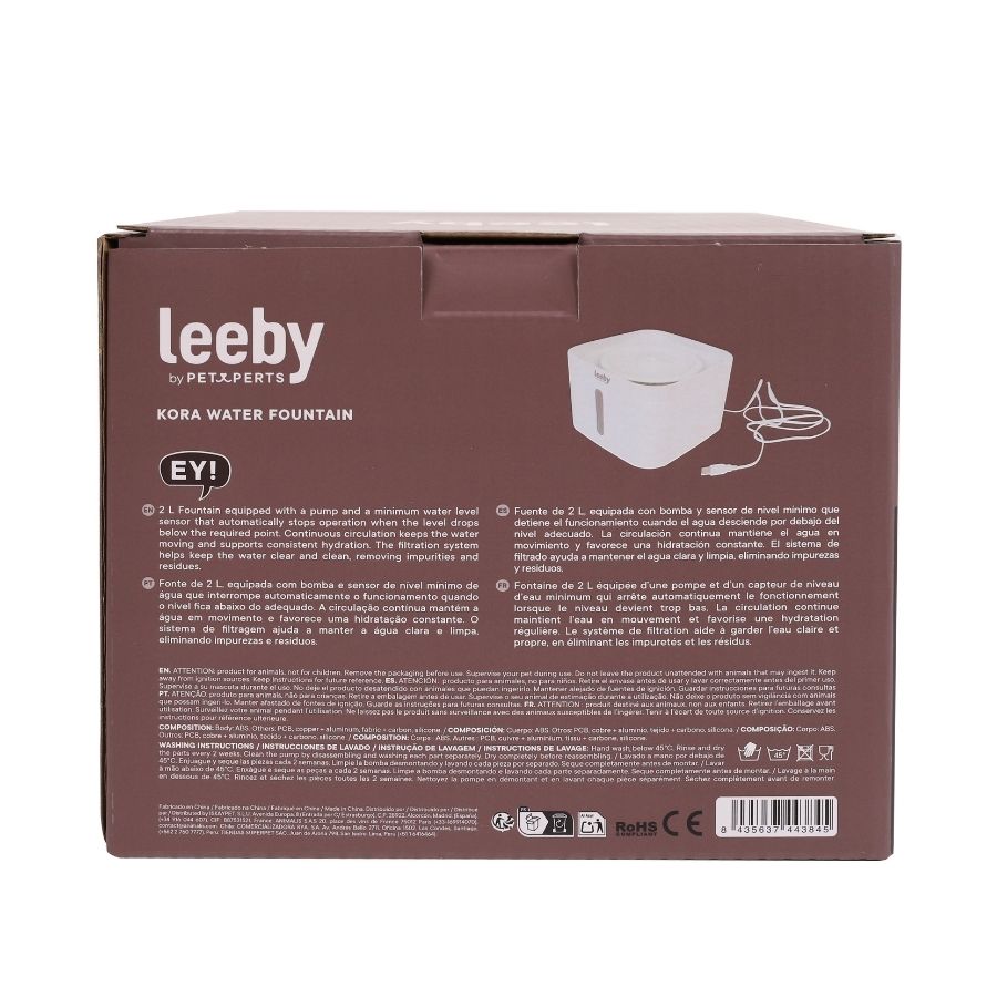 Leeby fuente de agua kora blanca 2L, , large image number null