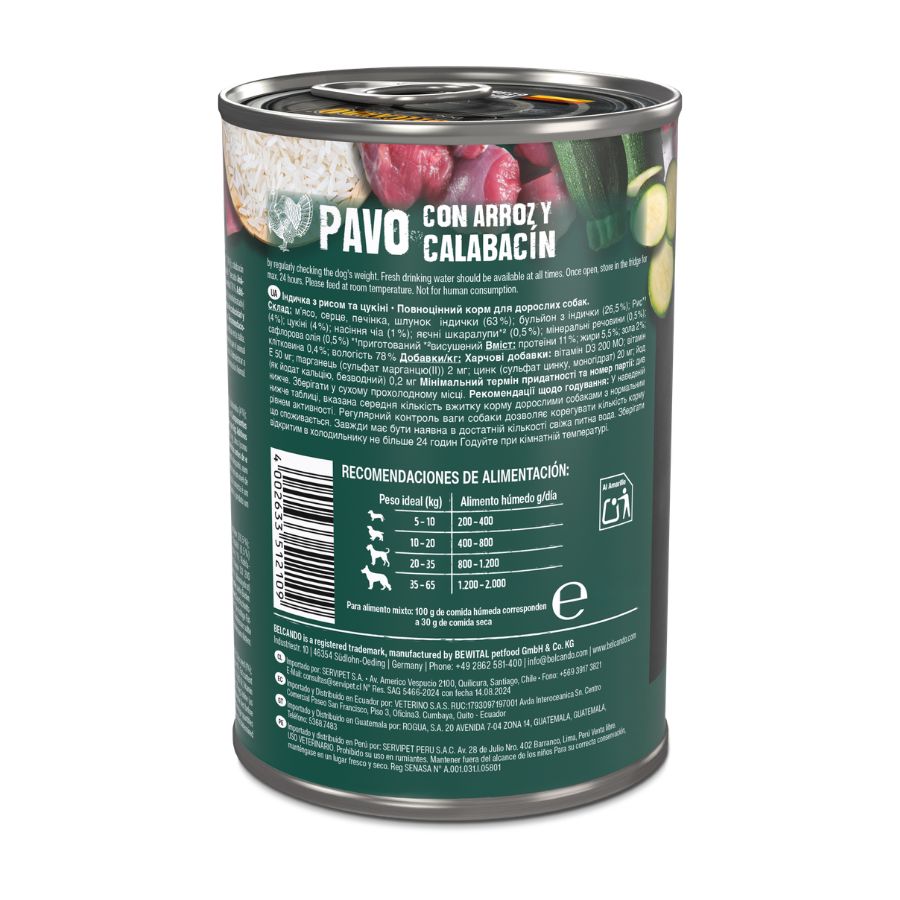 Belcando alimento h&uacute;medo para perros pavo con arroz y zapallo italiano, , large image number null