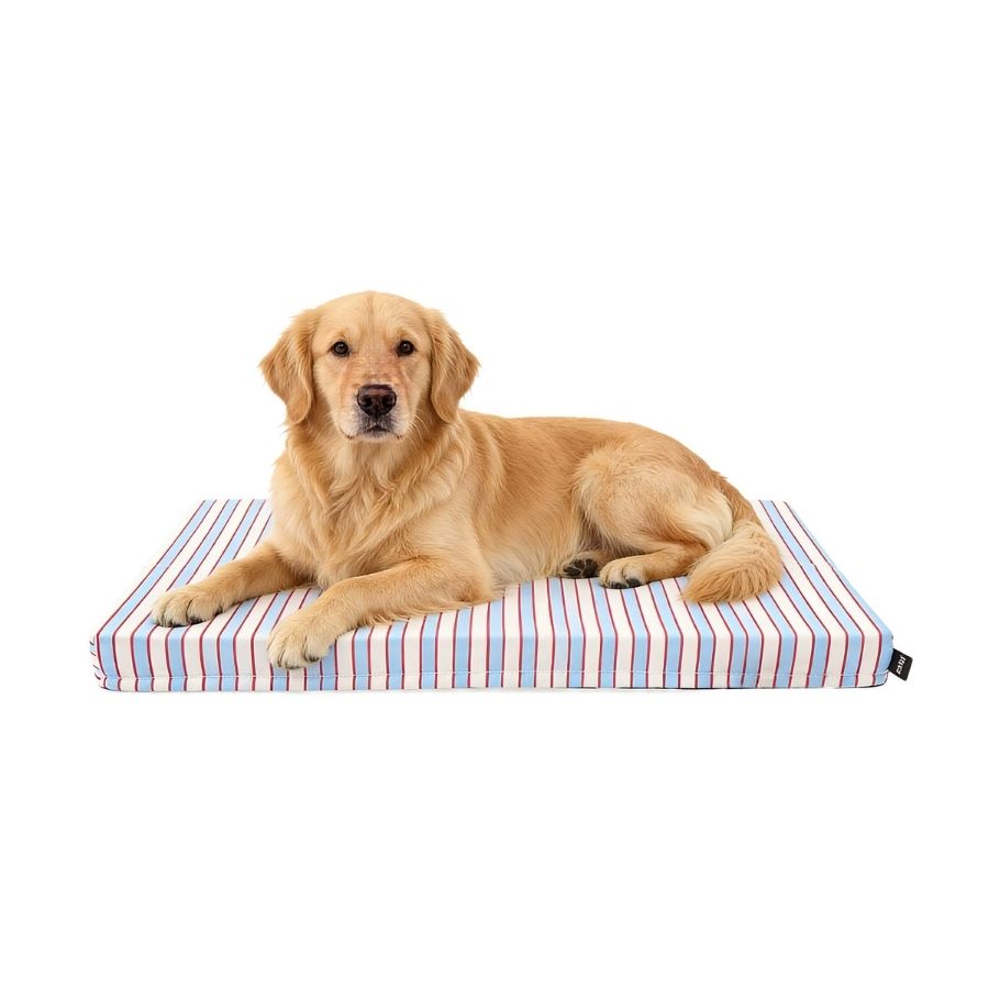 Leeby Cama Forma Colchoneta Para Perros Con Rayas Azul Y Rojo, , large image number null