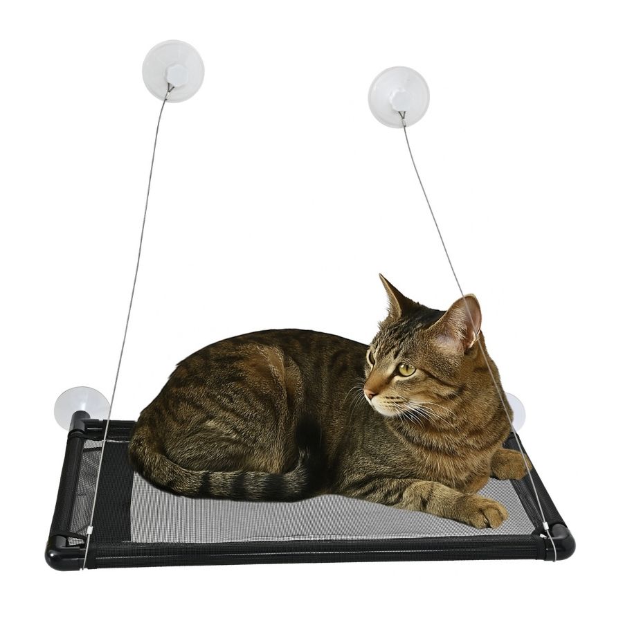 Leeby Cama Hamaca para ventana leeby en color negro para gatos, , large image number null