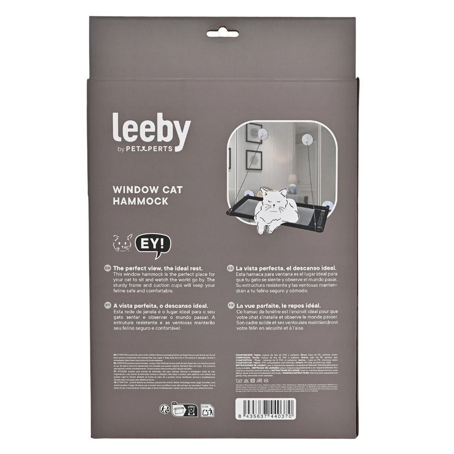 Leeby Cama Hamaca para ventana leeby en color negro para gatos, , large image number null