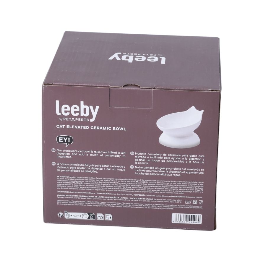 Leeby plato de ceramica elevado para gatos 120ML color blanco, , large image number null