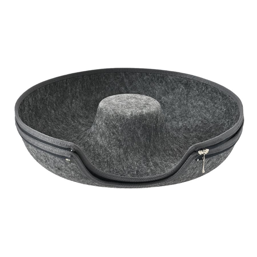 Leeby Cama Forma Tunel Para Gatos Con Fieltro Gris, , large image number null