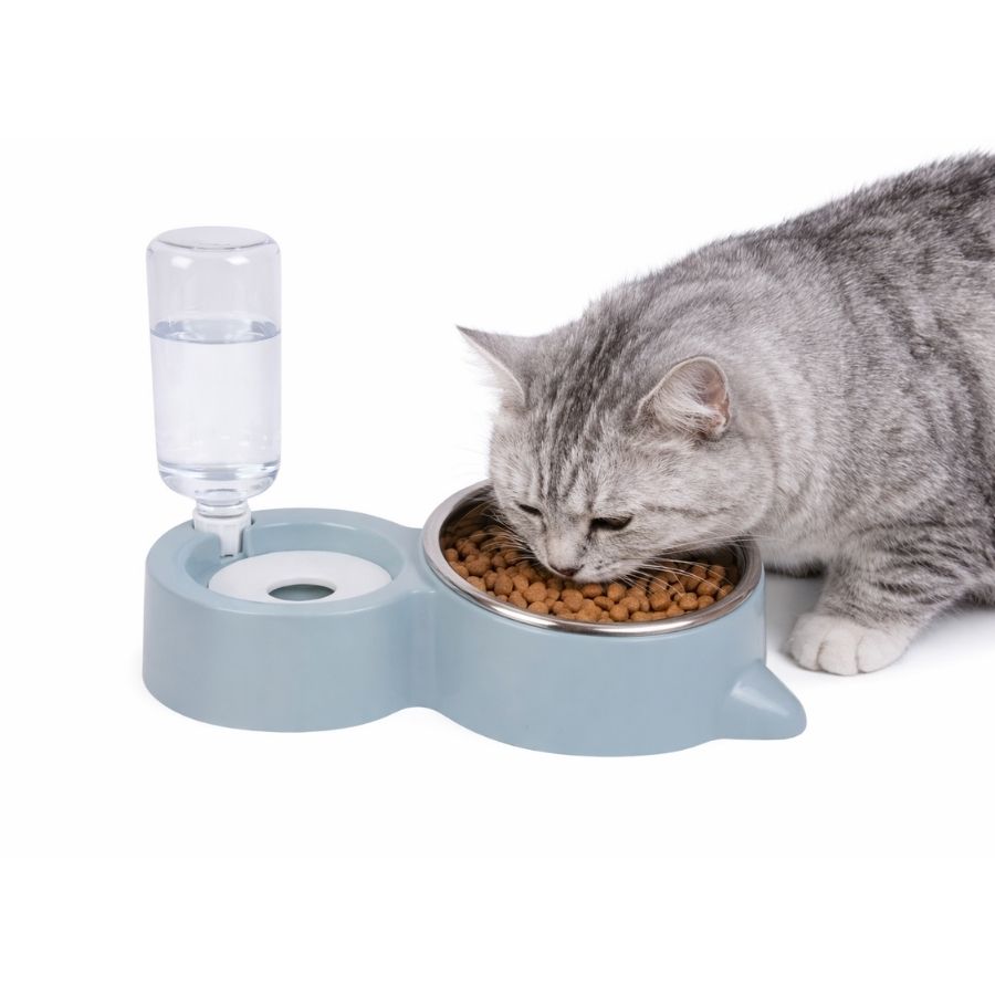 Leeby dispensador de agua y comida 500ml para gatos color celeste, , large image number null