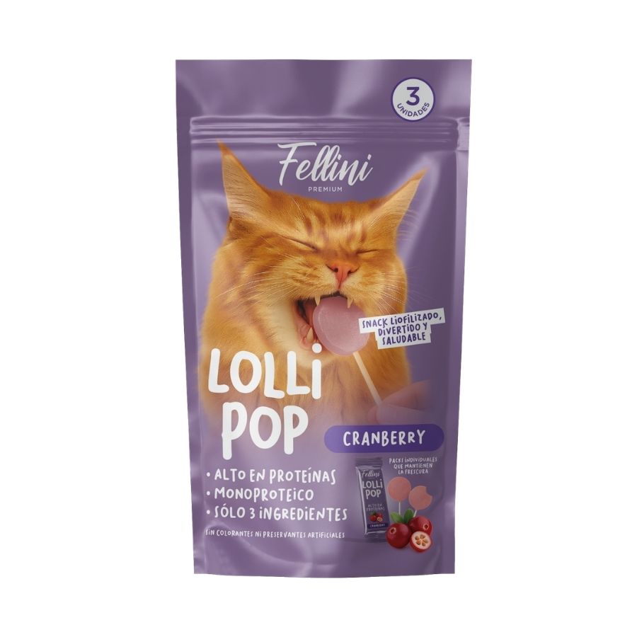 Snack para gatos fellini lollipop sabor cranberry 3unidades 15GR&nbsp;