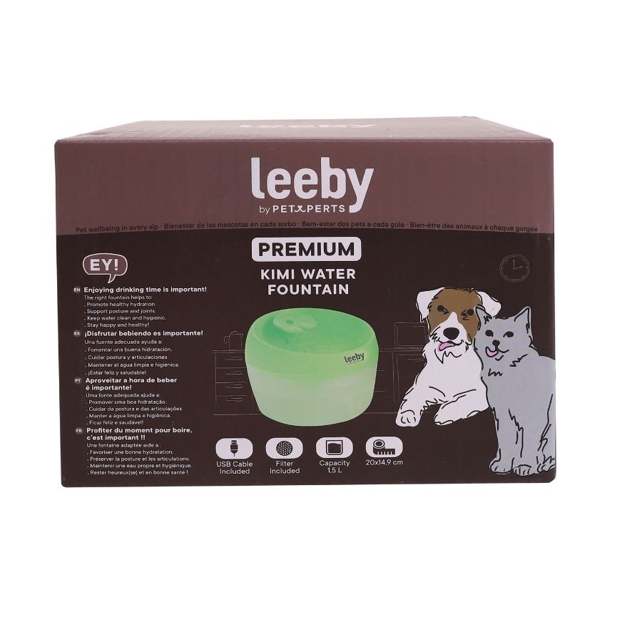Leeby fuente de agua kimi para mascotas color verde 1.5L, , large image number null