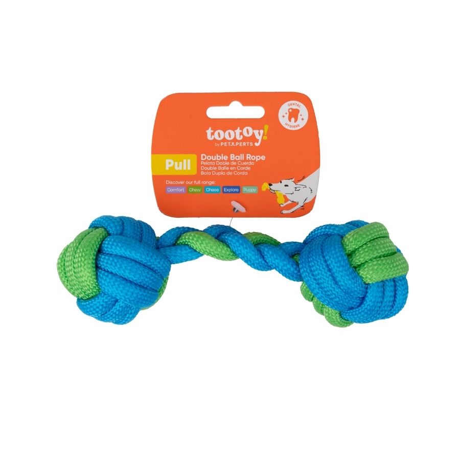 Tootoy! juguete cuerda doble con pelota para perro