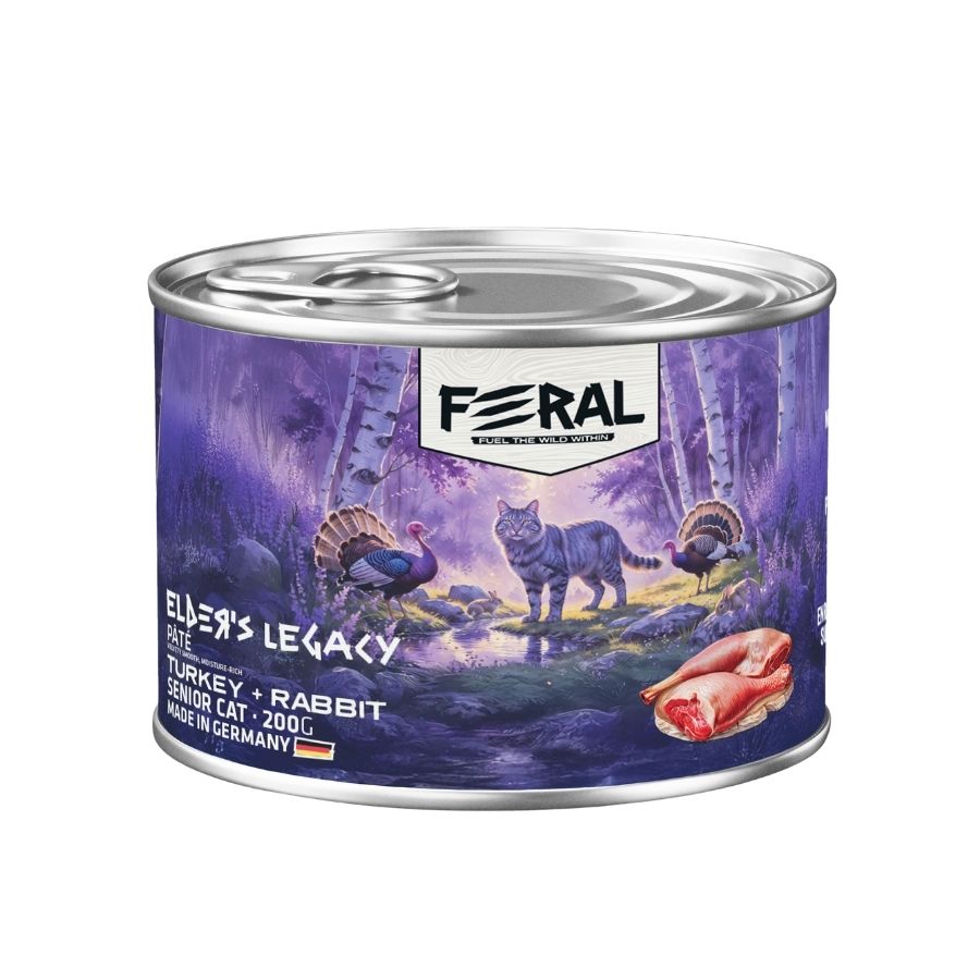 Feral elders legacy alimento h&uacute;medo para gatos senior sabor pavo y conejo 200GR