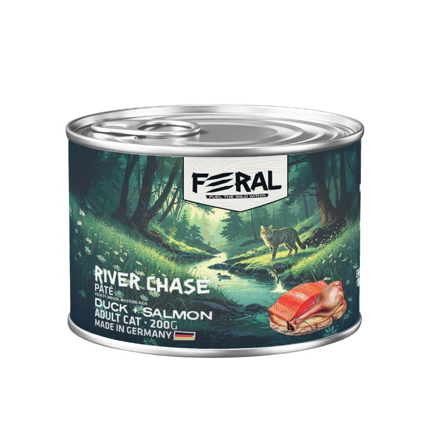 Feral river chase alimento h&uacute;medo para gatos sabor pato y salm&oacute;n 200GR