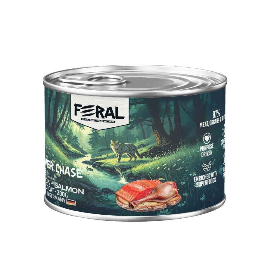 Feral river chase alimento h&uacute;medo para gatos sabor pato y salm&oacute;n 200GR, , large image number null