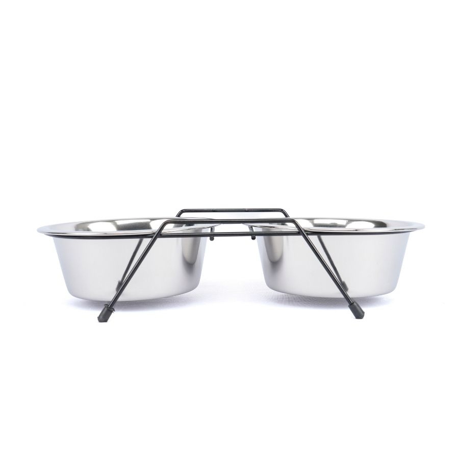 Leeby plato doble acero inoxidable para mascotas, , large image number null