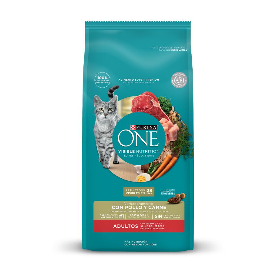 Alimento seco para gatos PURINA&reg; ONE&reg; Adultos sabor pollo y carne 2KG, , large image number null