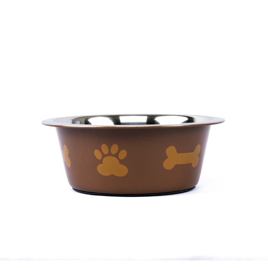 Leeby plato paw print acero inox para mascotas